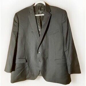 Lauren Ralph Lauren Mens Blazer 52R Black Wool Jacket Natural Stretch Classic